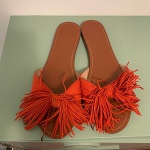 Zara Coral Fringe Bow Sandals sz 40